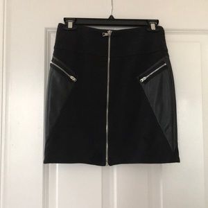 ponte knit black skirt w/ faux leather panel 38